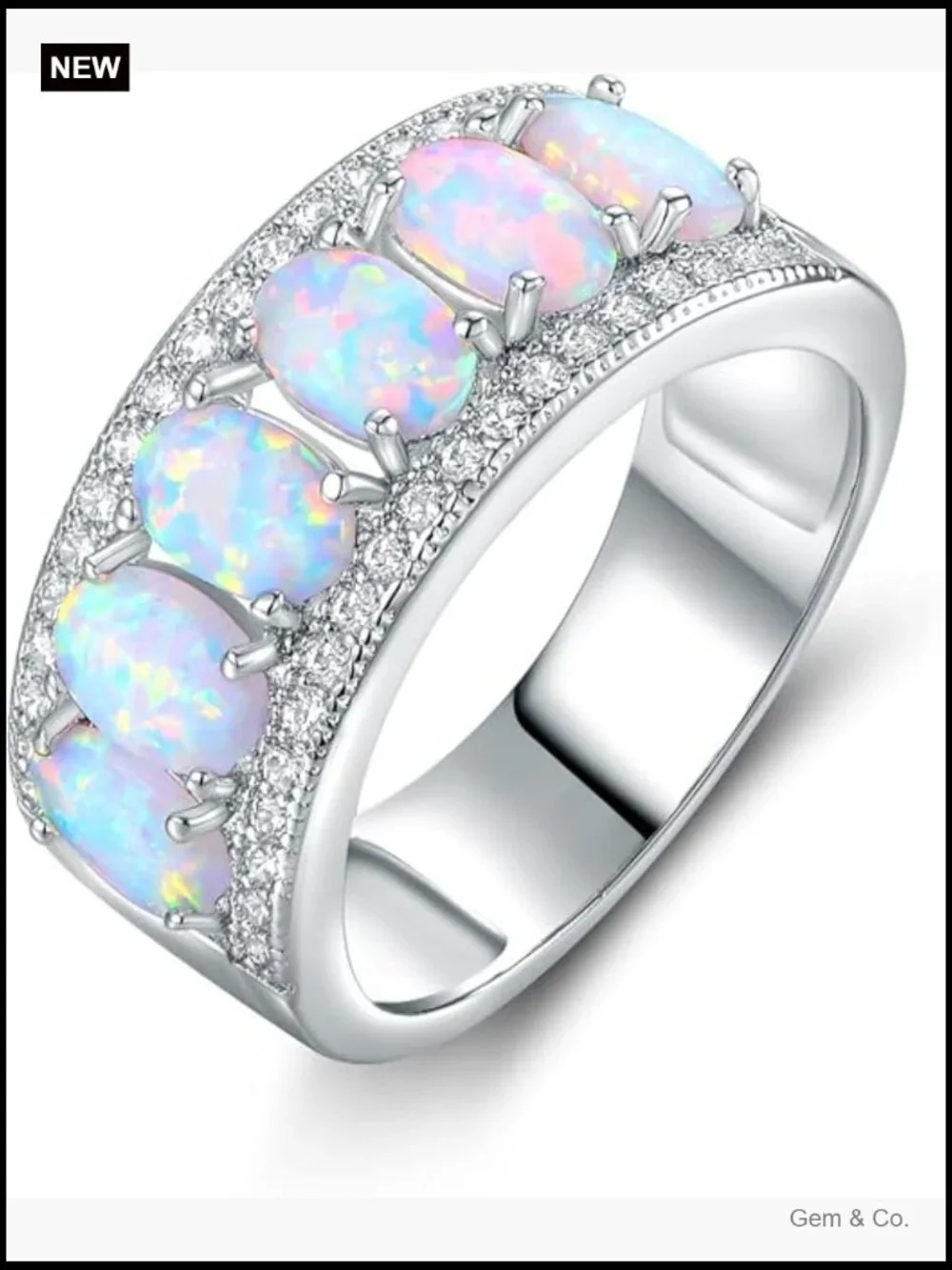 Oval-Cut Created Opal & Cubic Zirconia Statement Ring 18k Gold Plated